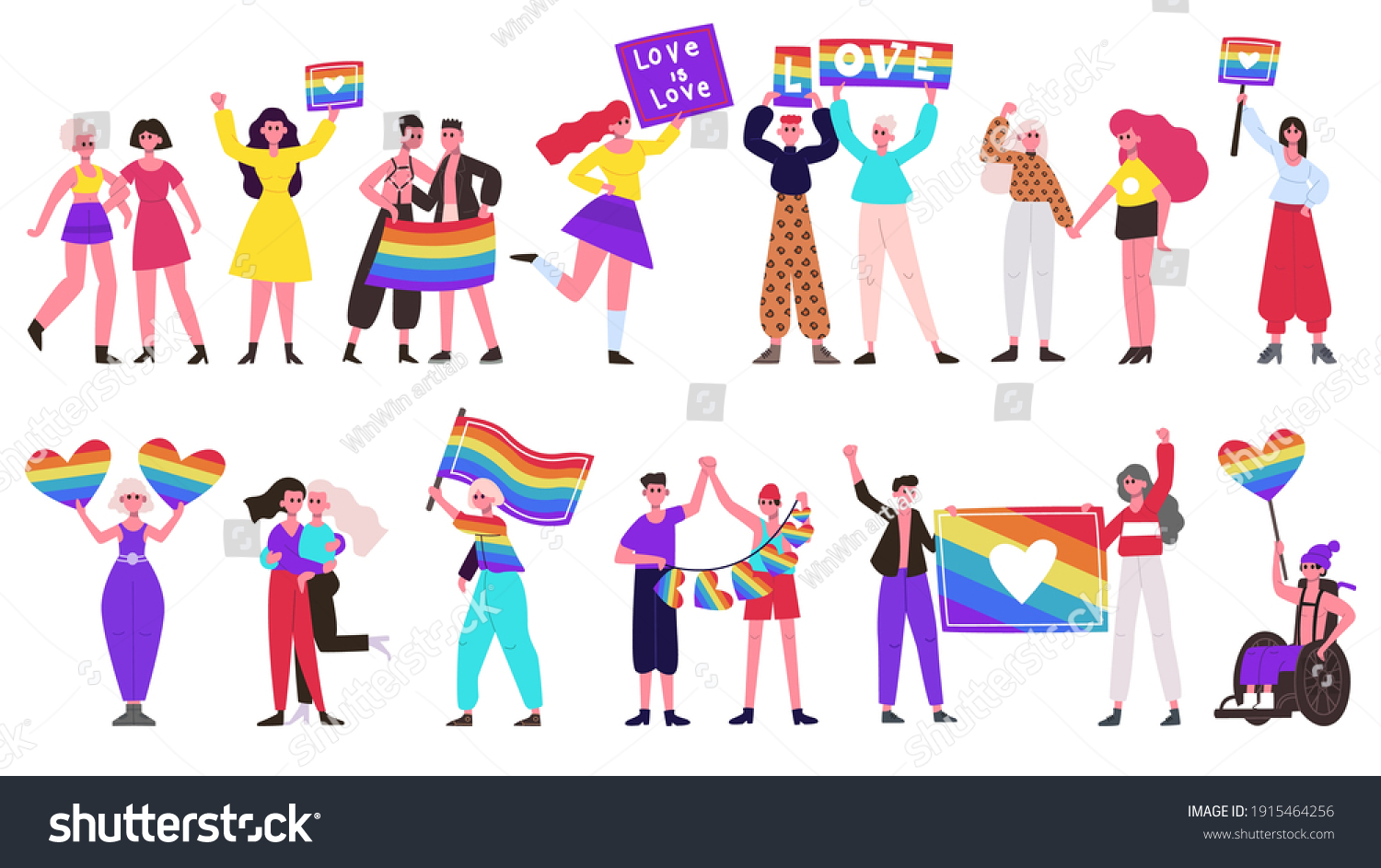 Vektor Stok Pride Parade Lgbtq Community Movement Lesbian Tanpa Royalti 1915464256 Shutterstock 