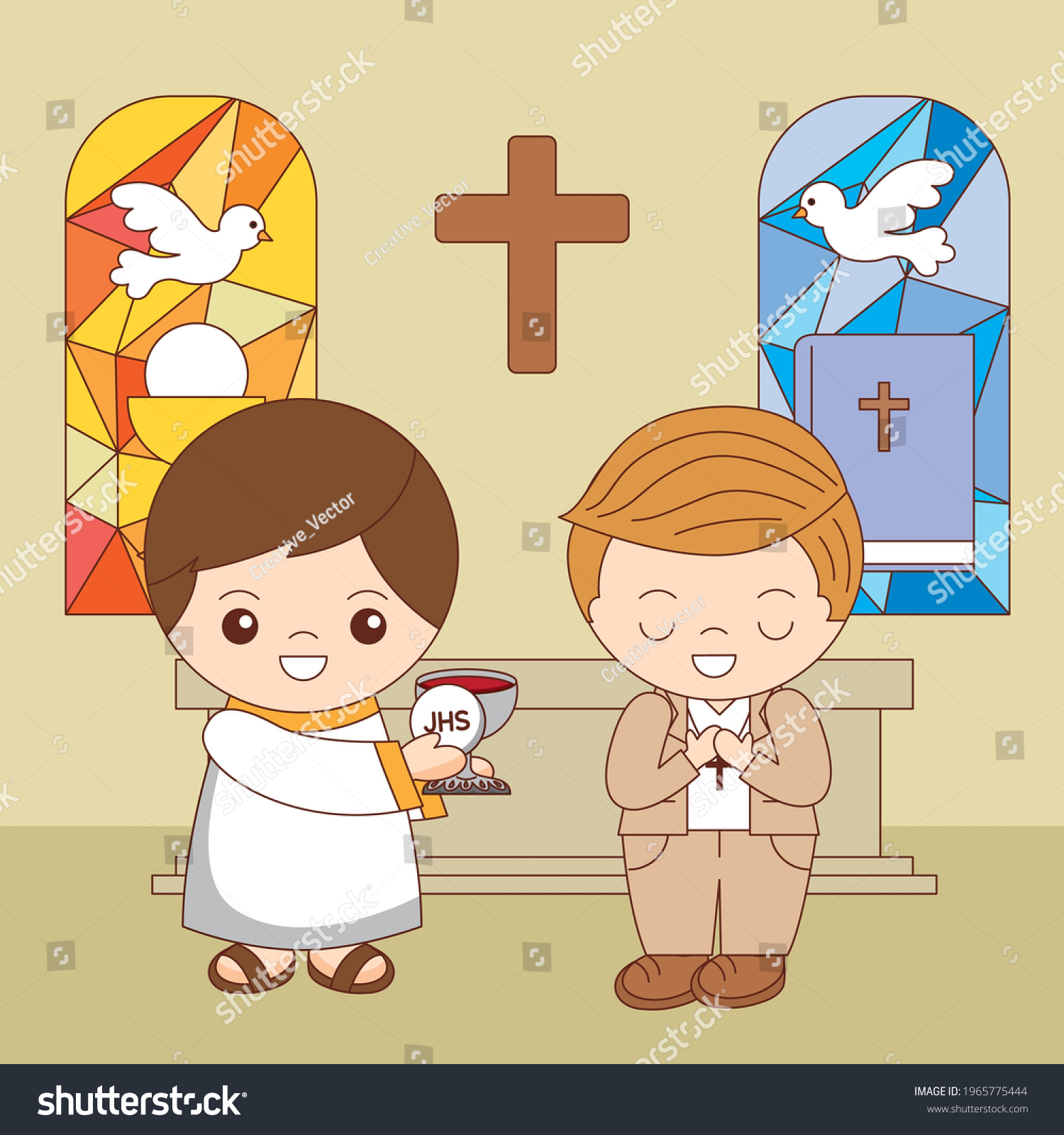 Priest Person Into Church Sacraments Christianity Stock Vector (Royalty ...