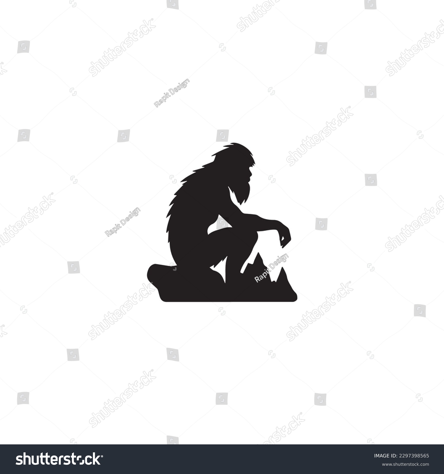 SVG of primitive caveman logo, an extinct species of archaic humans viewed from side svg