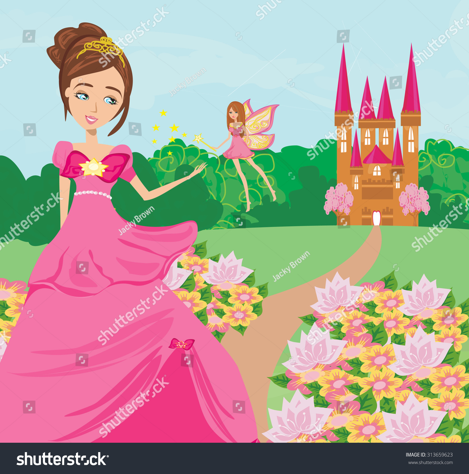 Princess And Fairy Stock Vector Illustration 313659623 : Shutterstock