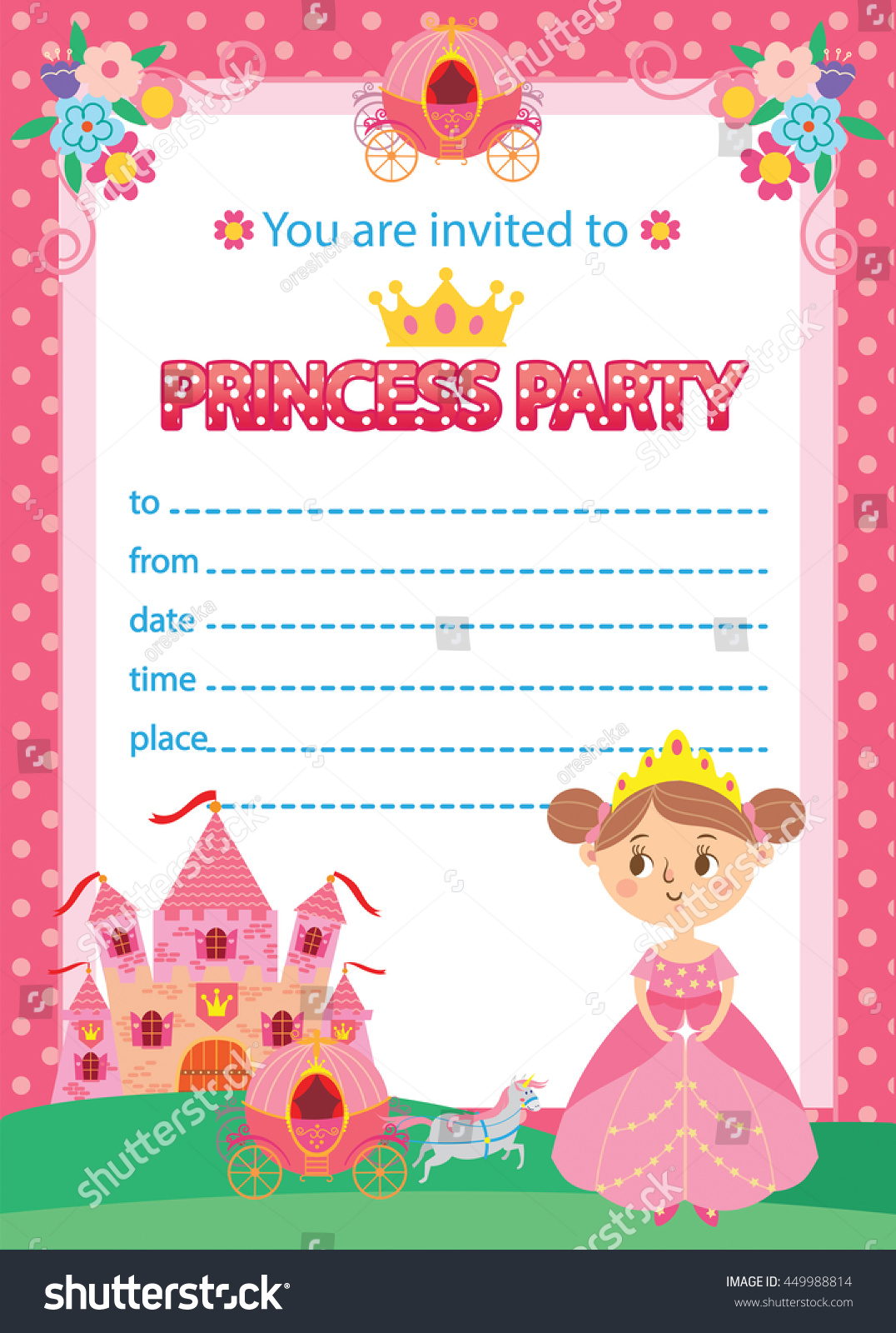 Princess Birthday Invitation Template from image.shutterstock.com