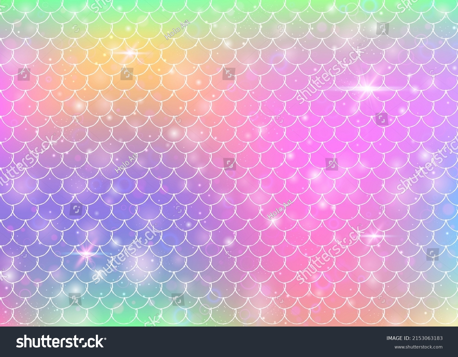 Princess Mermaid Background Kawaii Rainbow Scales Stock Vector (Royalty ...