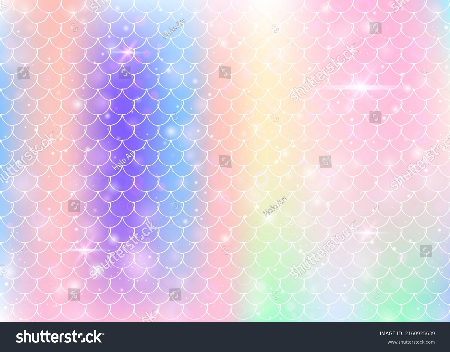 Princess Mermaid Background Kawaii Rainbow Scales Stock Vector (Royalty ...