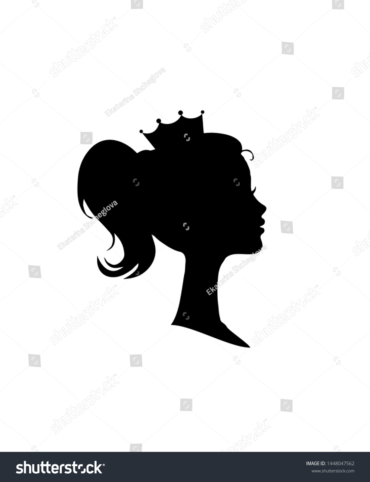 Princess Queen Profile Silhouette Crown On Stock Vector (Royalty Free ...