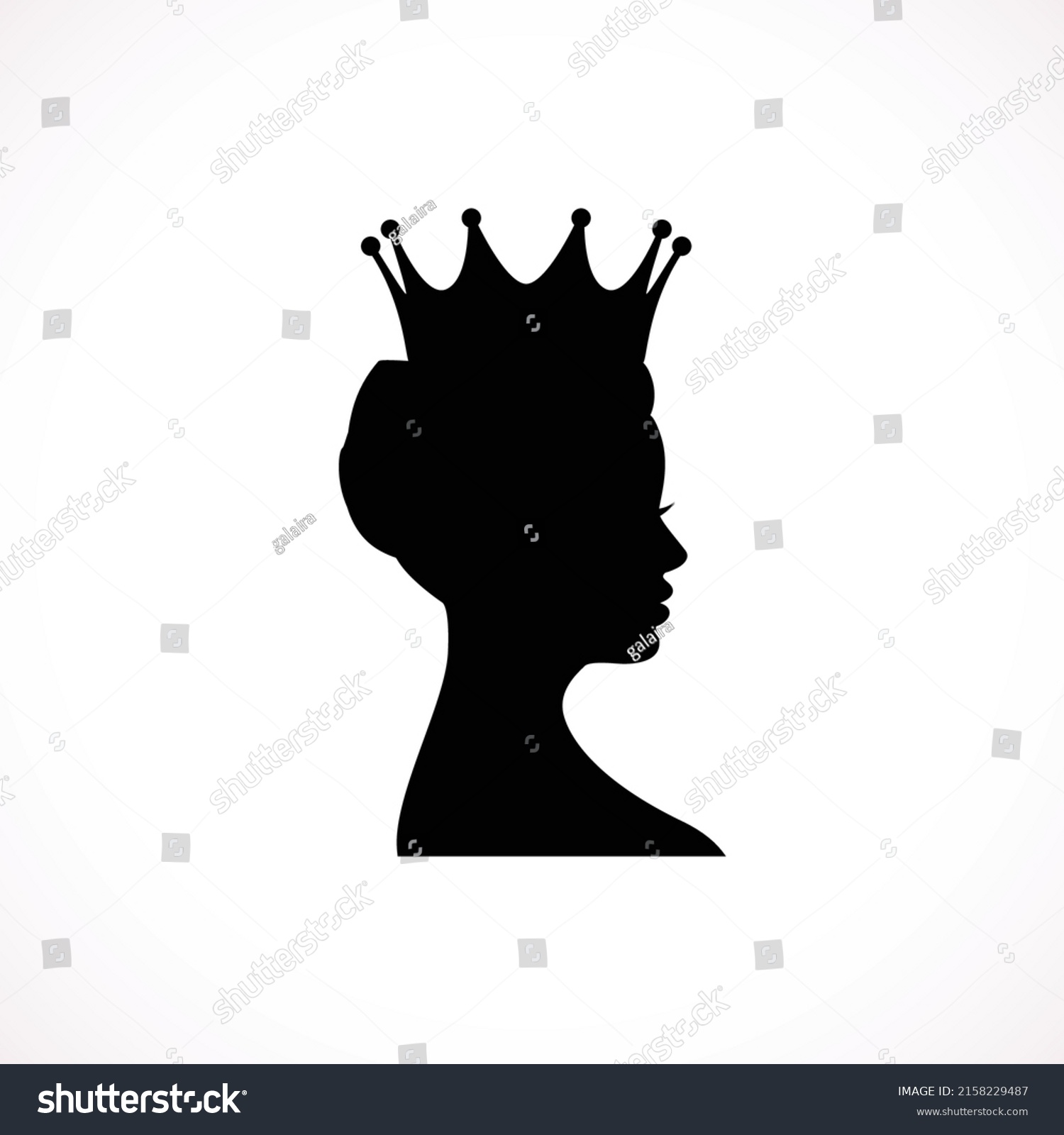 Princess Queen Profile Silhouette Crown On Stock Vector (Royalty Free ...