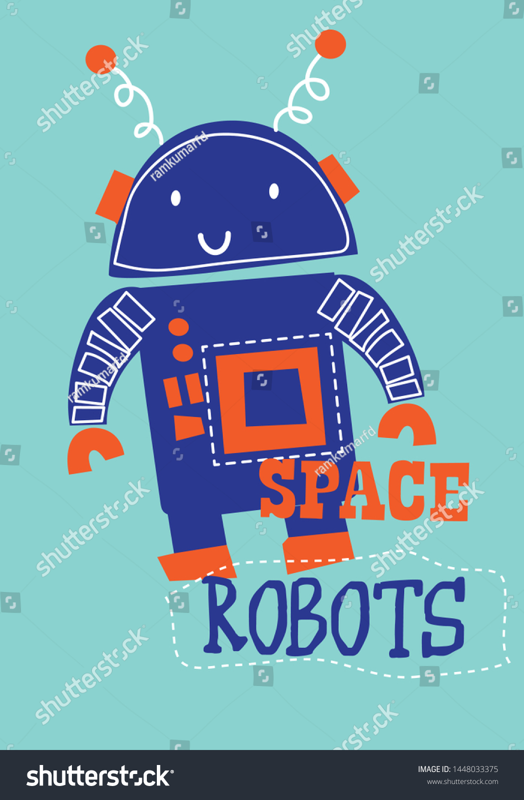 Print Graphic Design Space Robot Cartoon Stock Vector (Royalty Free ...