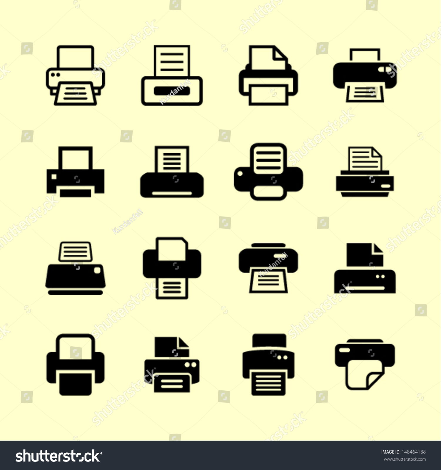 Print Icons For Website Stock Vector Illustration 148464188 : Shutterstock