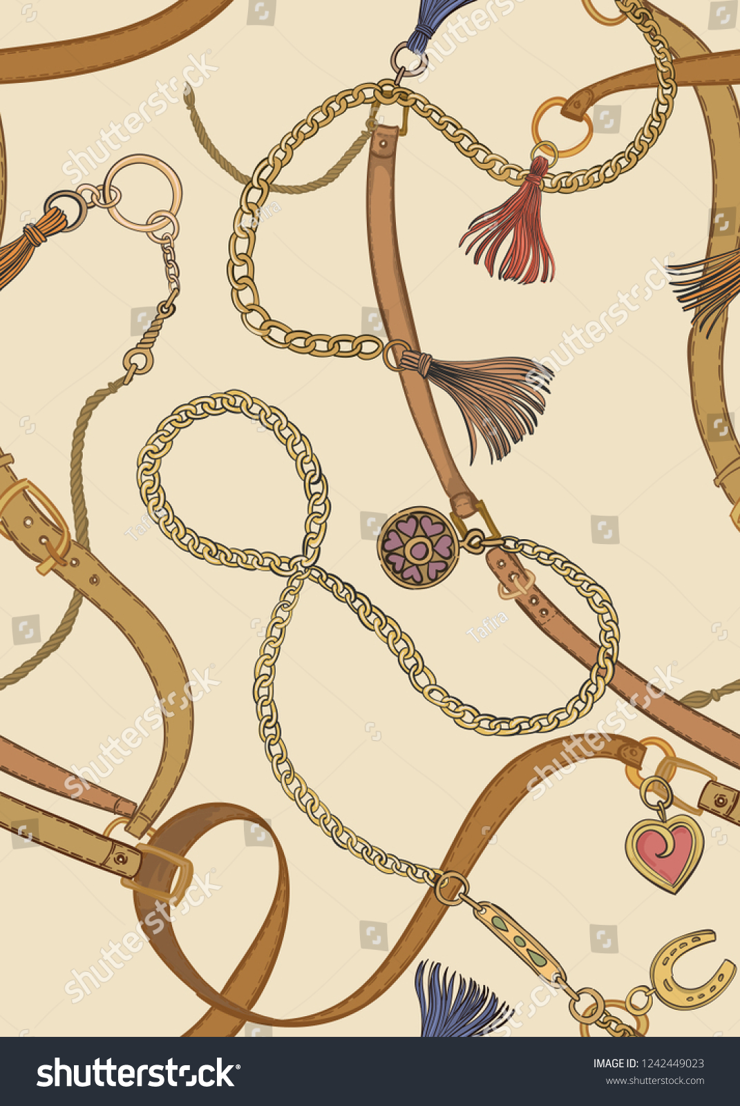 Print Gold Chains Belts Vector Seamless Stock Vector Royalty Free