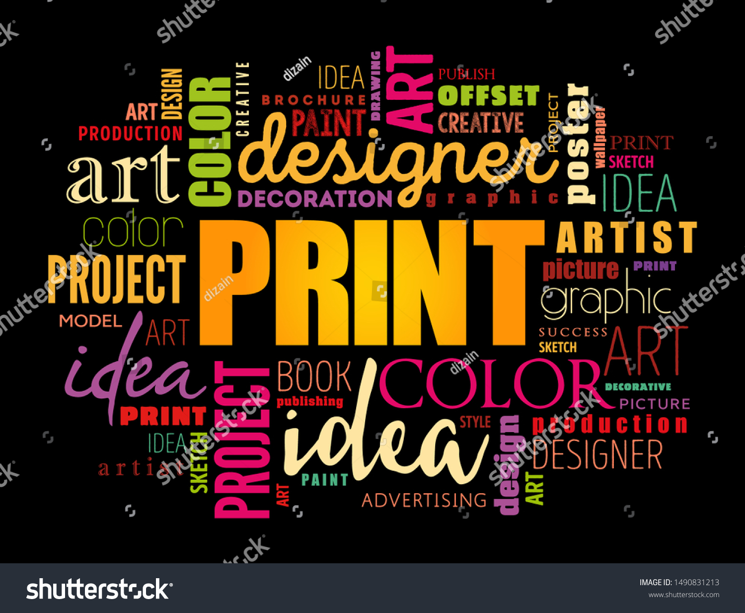 SVG of PRINT word cloud, creative business concept background svg