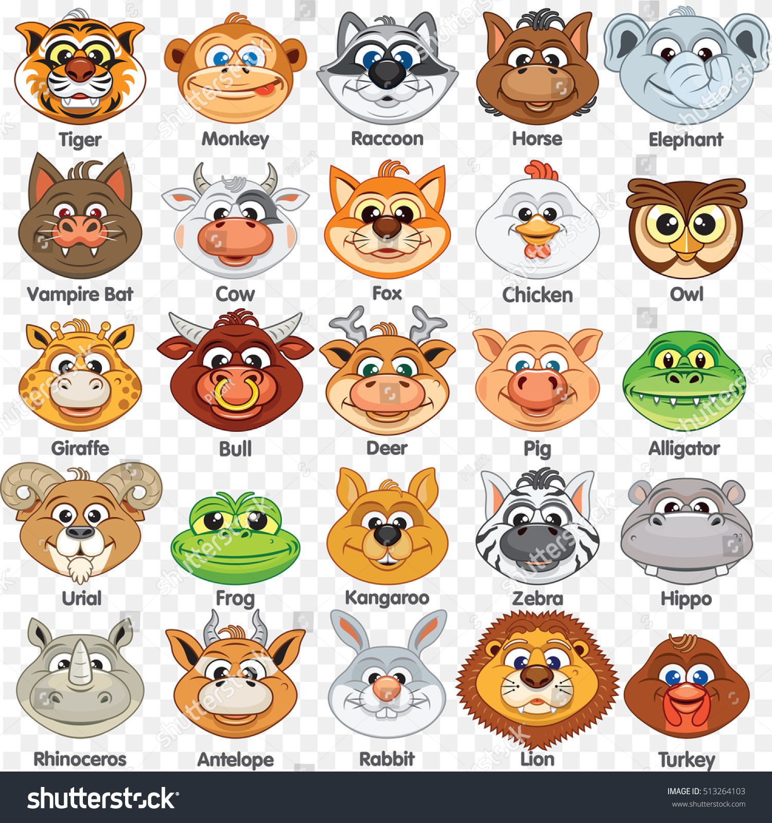 printable animal masks template cutout paper stock vector