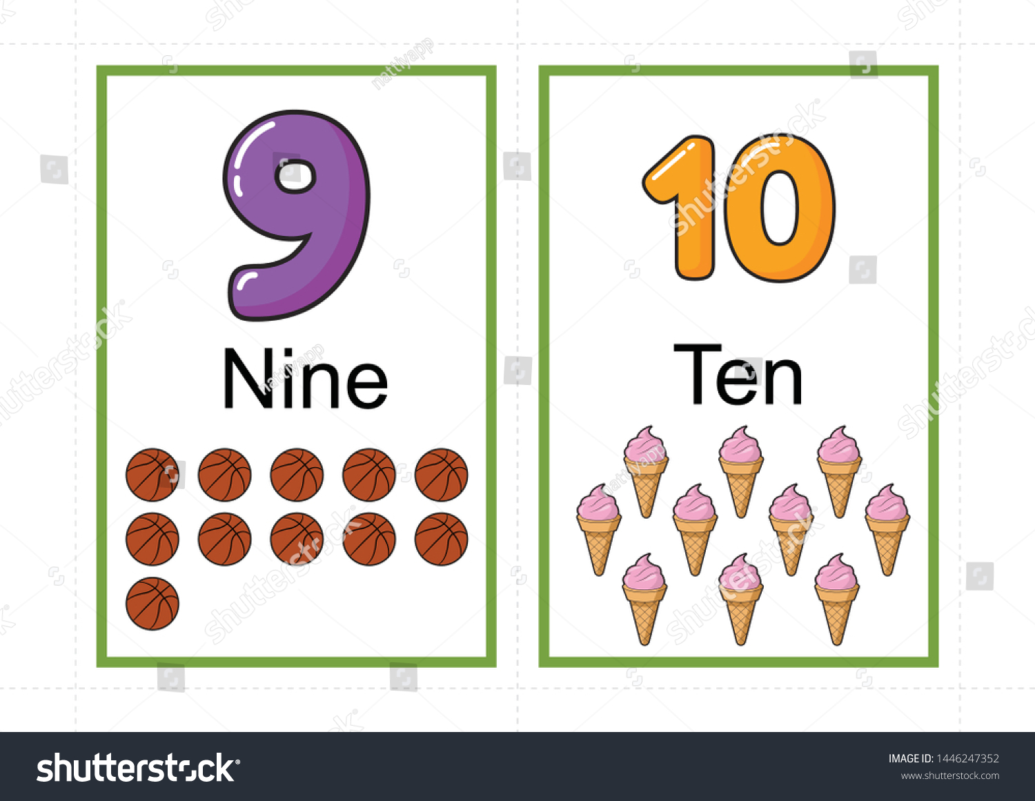 printable number flashcards teaching number flashcards stock vector royalty free 1446247352