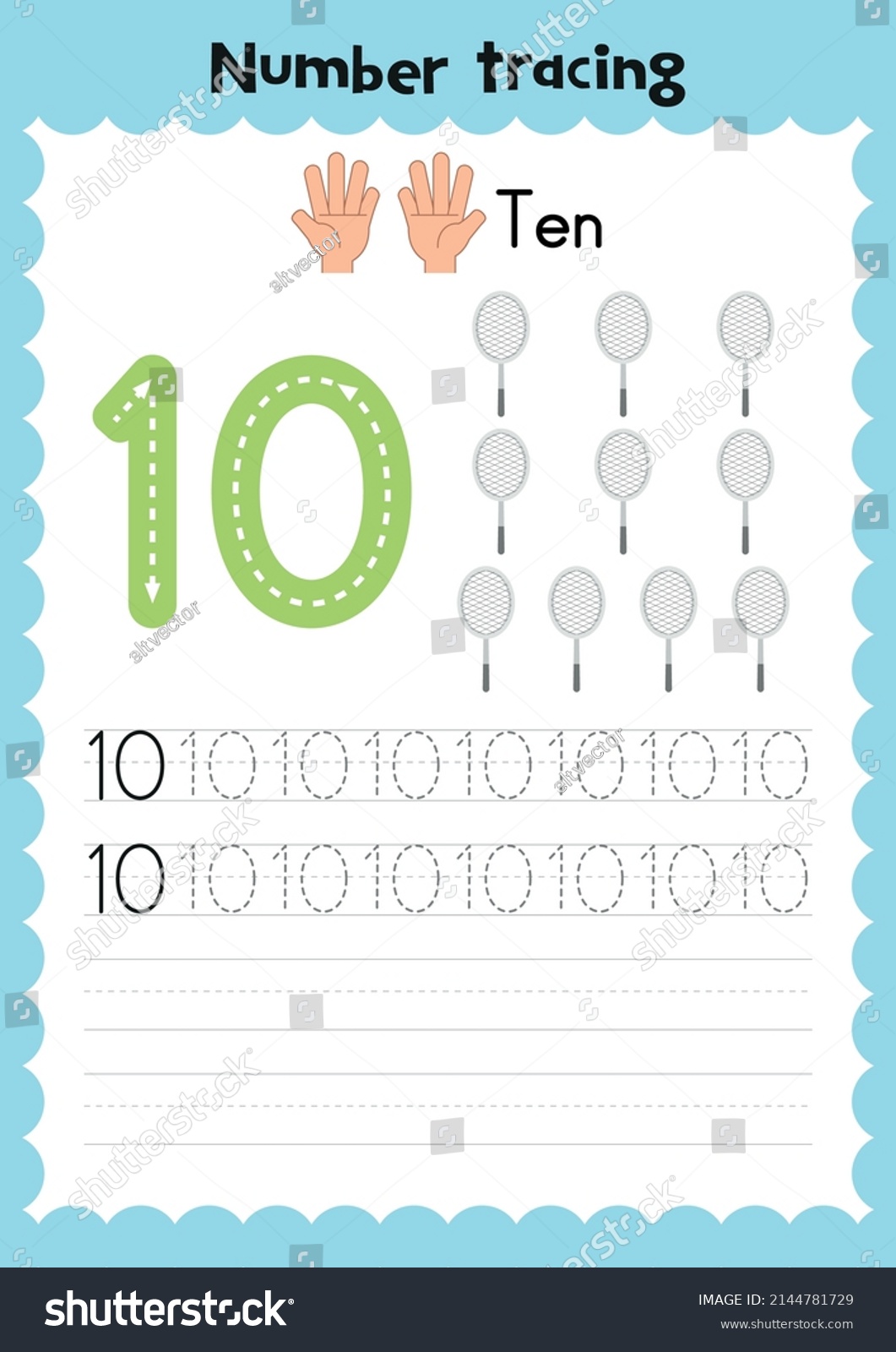 Printable Number Tracing Worksheets Number Tracing Stock Vector ...