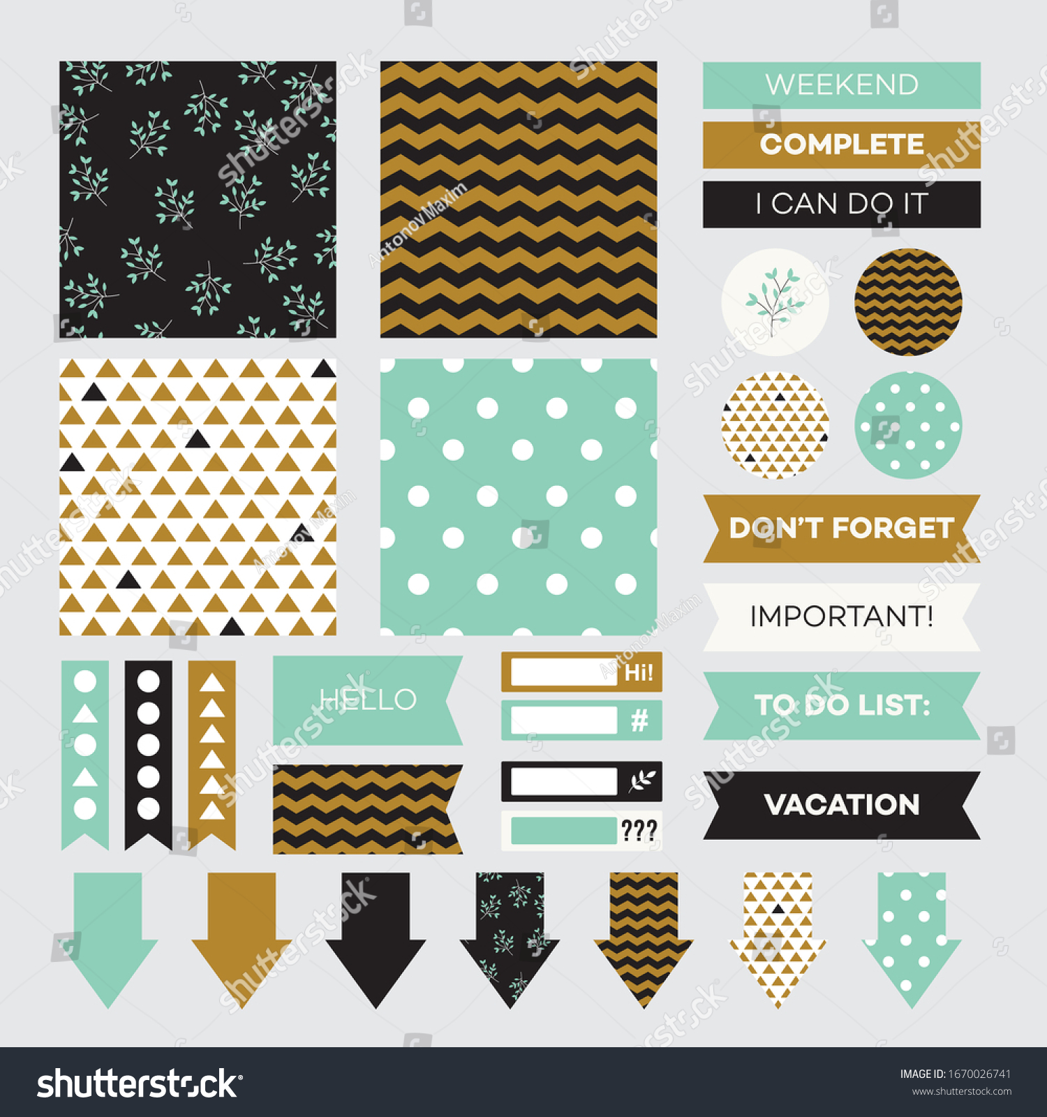 printable planner stickers geometric patterns set stock vector royalty free 1670026741