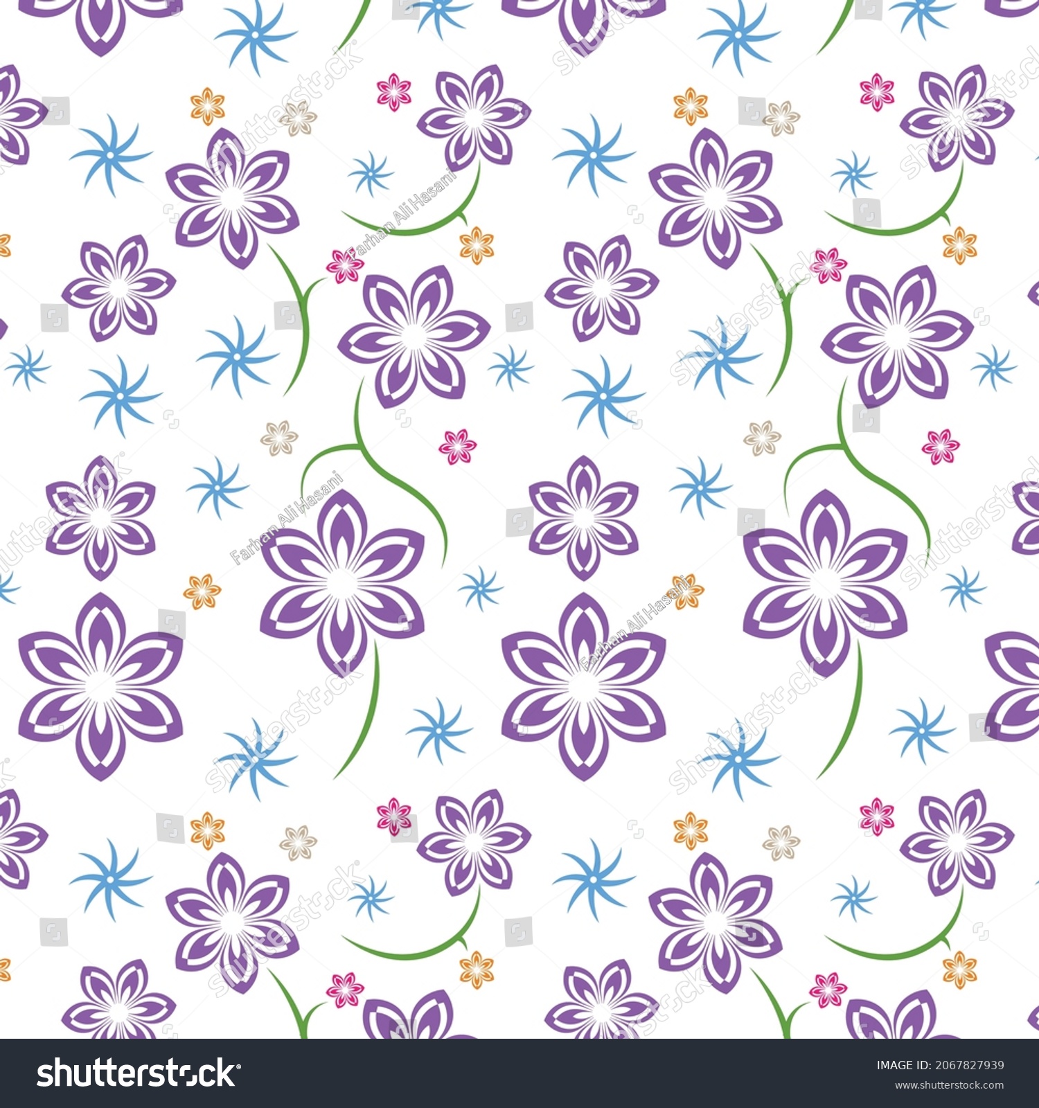 SVG of Printable seamless flower pattern with different beautiful random colors. Can be used on cute clothing for girls or on other feminine projects as well as spring posts that represents nature.  svg