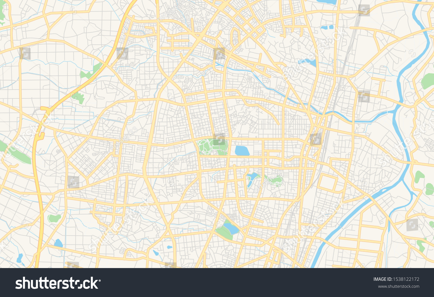 Printable Street Map Koriyama Prefecture Fukushima Stock Vector ...