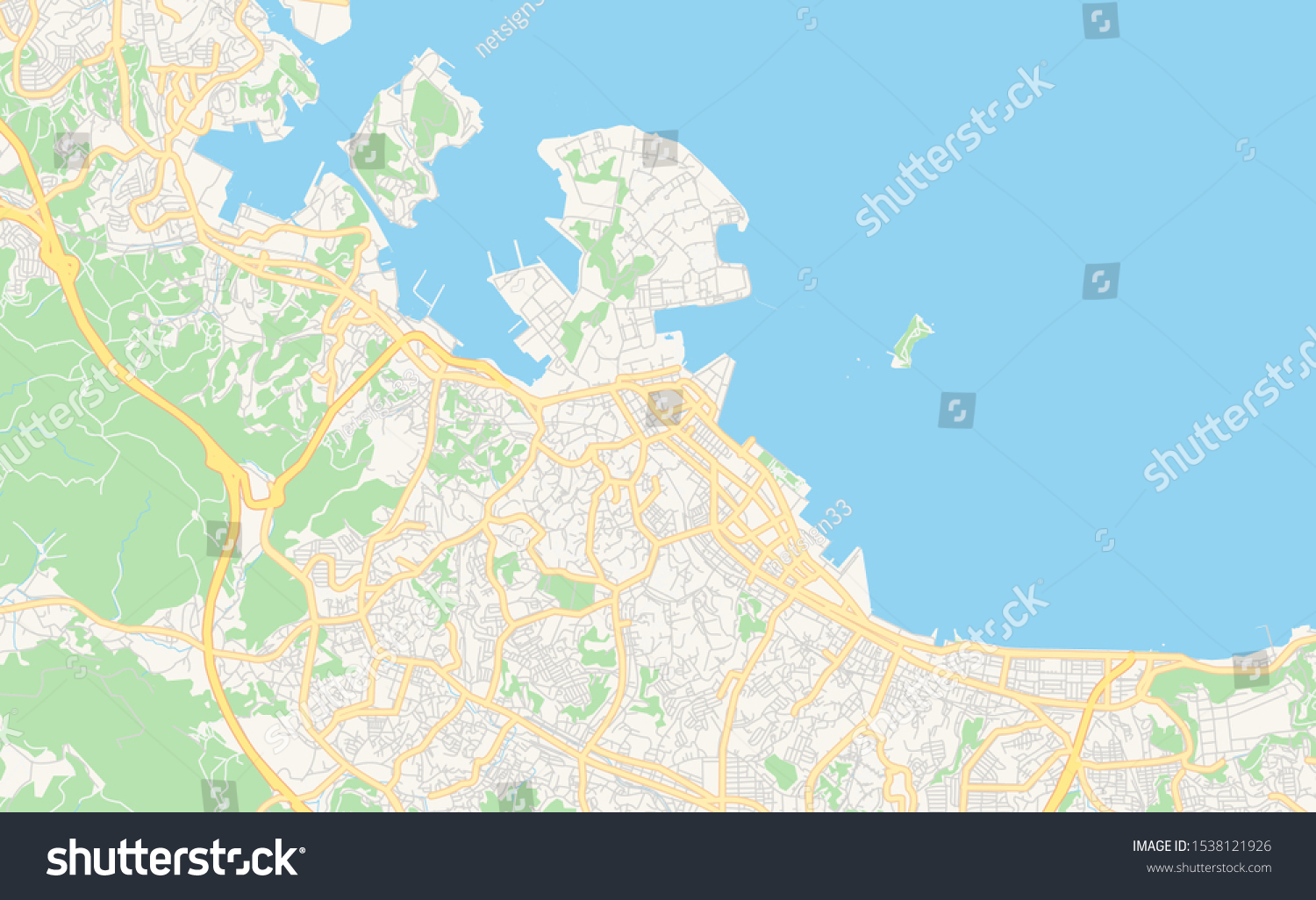 Printable Street Map Yokosuka Prefecture Kanagawa Stock Vector (Royalty ...