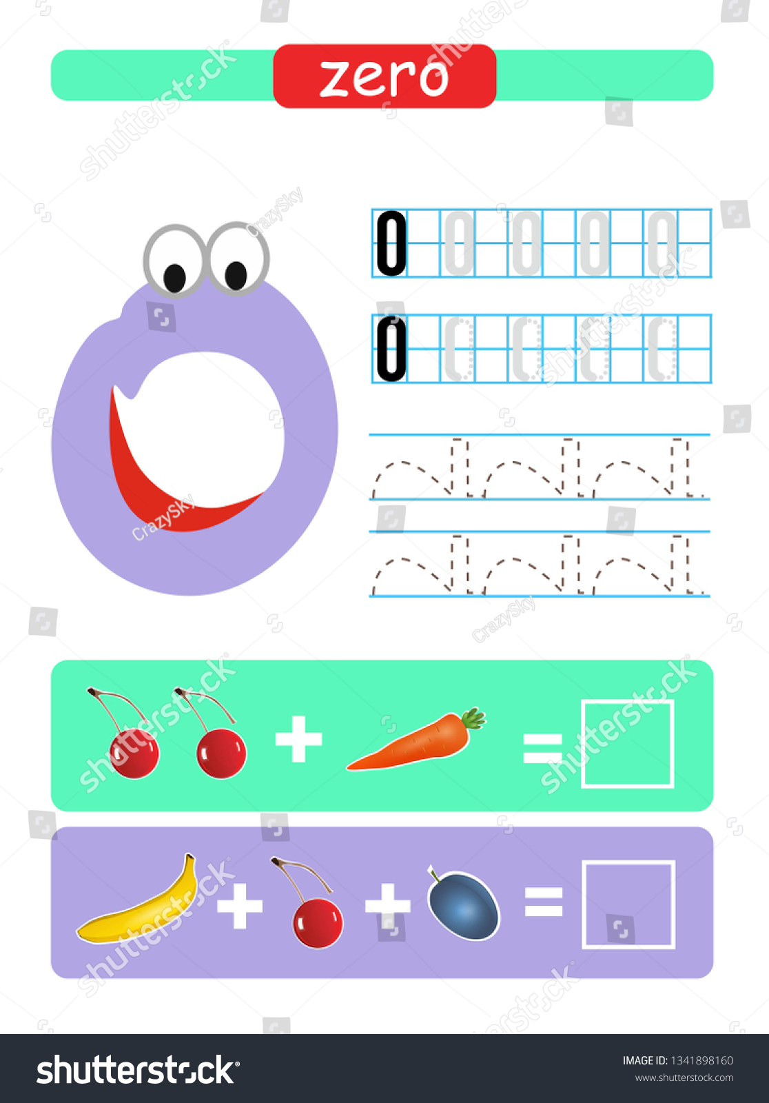 printable worksheet kindergarten preschool learning numbers stock vector royalty free 1341898160 shutterstock