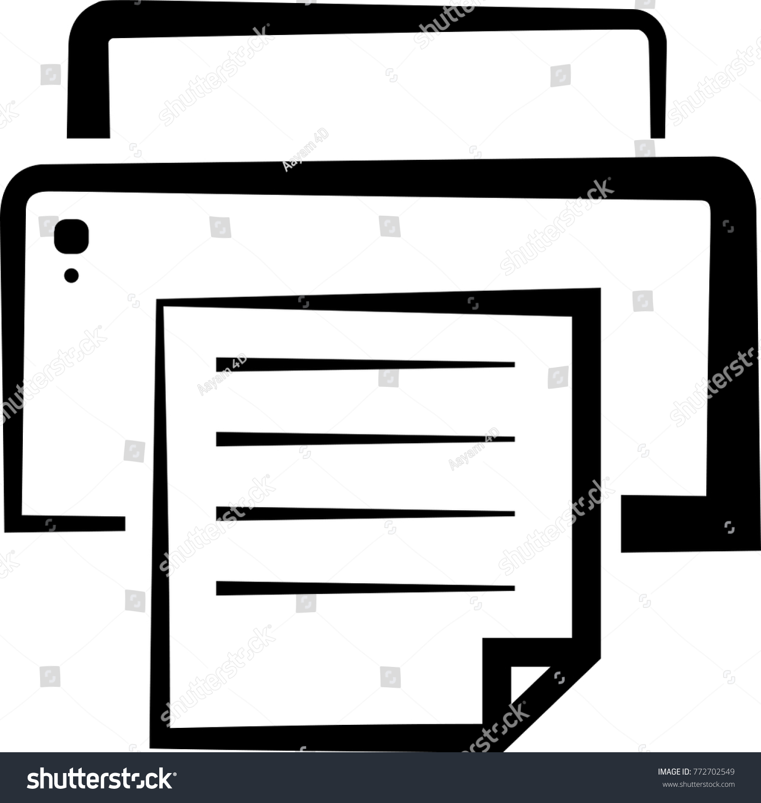 black printer with paper, simple design clip art preview
