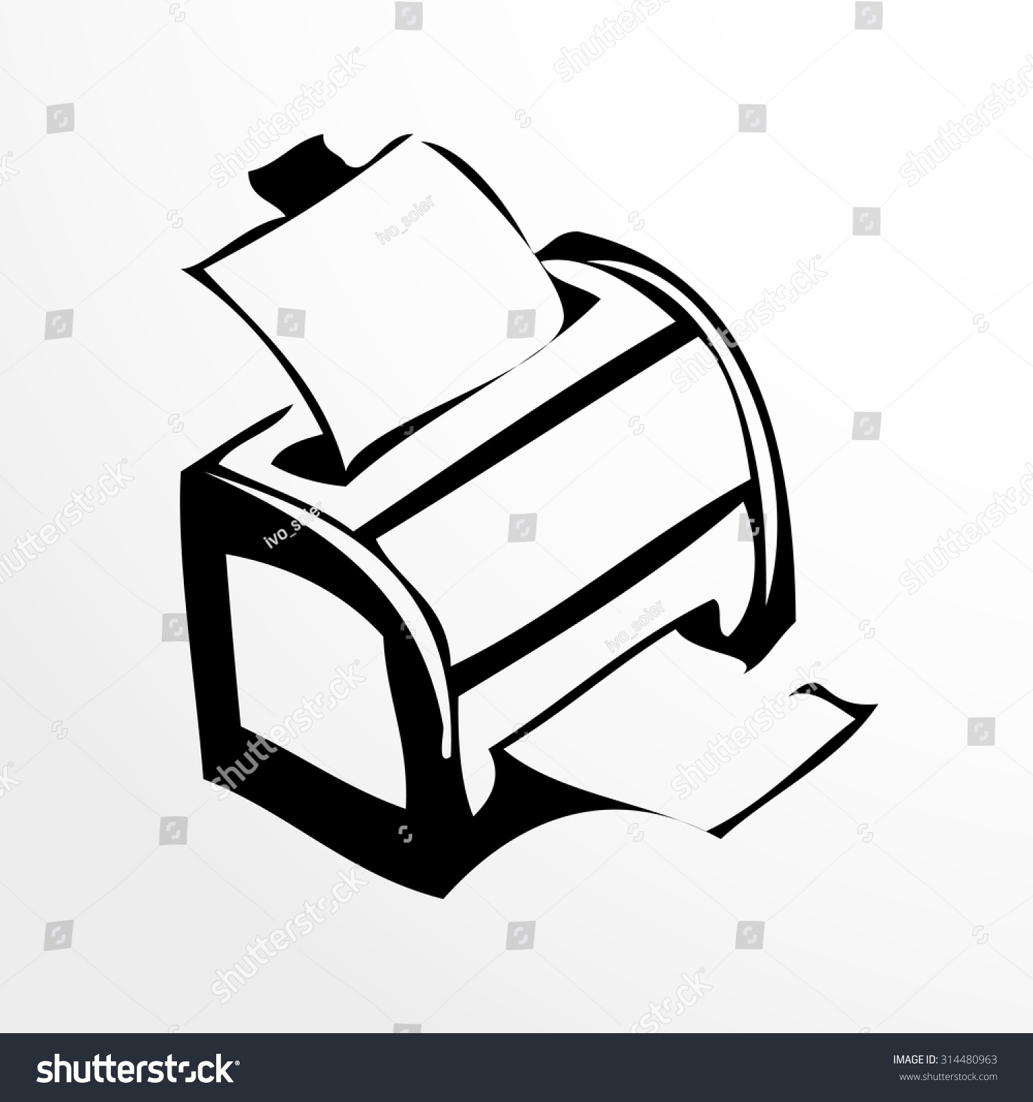 Printer Sketch Style Isolated On White Stock Vector 314480963