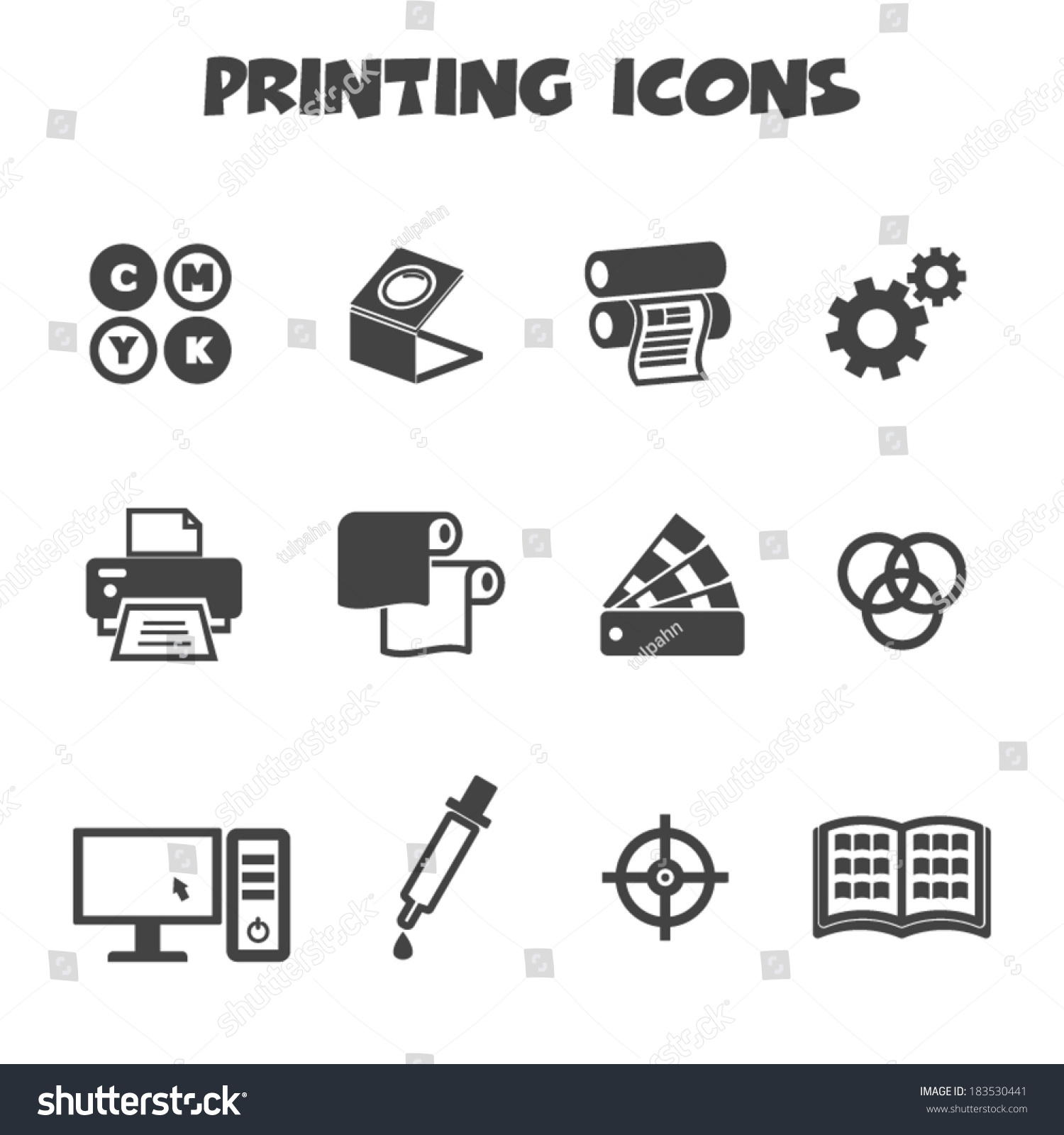 SVG of printing icons, mono vector symbols svg