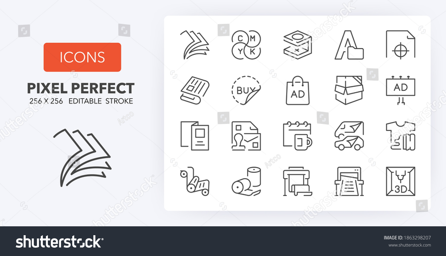 SVG of Printing industry thin line icon set. Outline symbol collection. Editable vector stroke.  svg