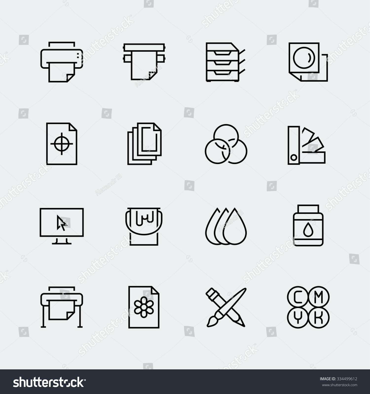 SVG of Printing vector icon set in thin line style svg
