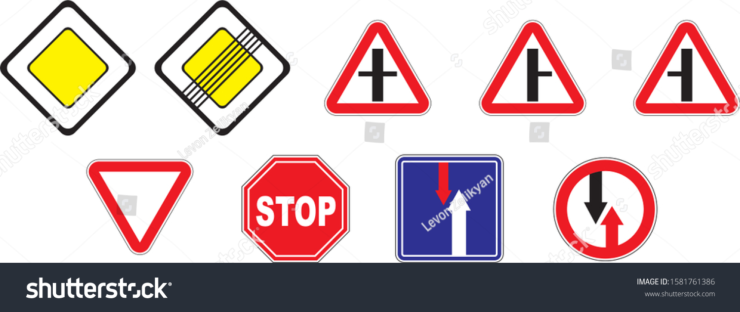 Priority Road Signs Main Secondary Road Stock Vector (Royalty Free ...