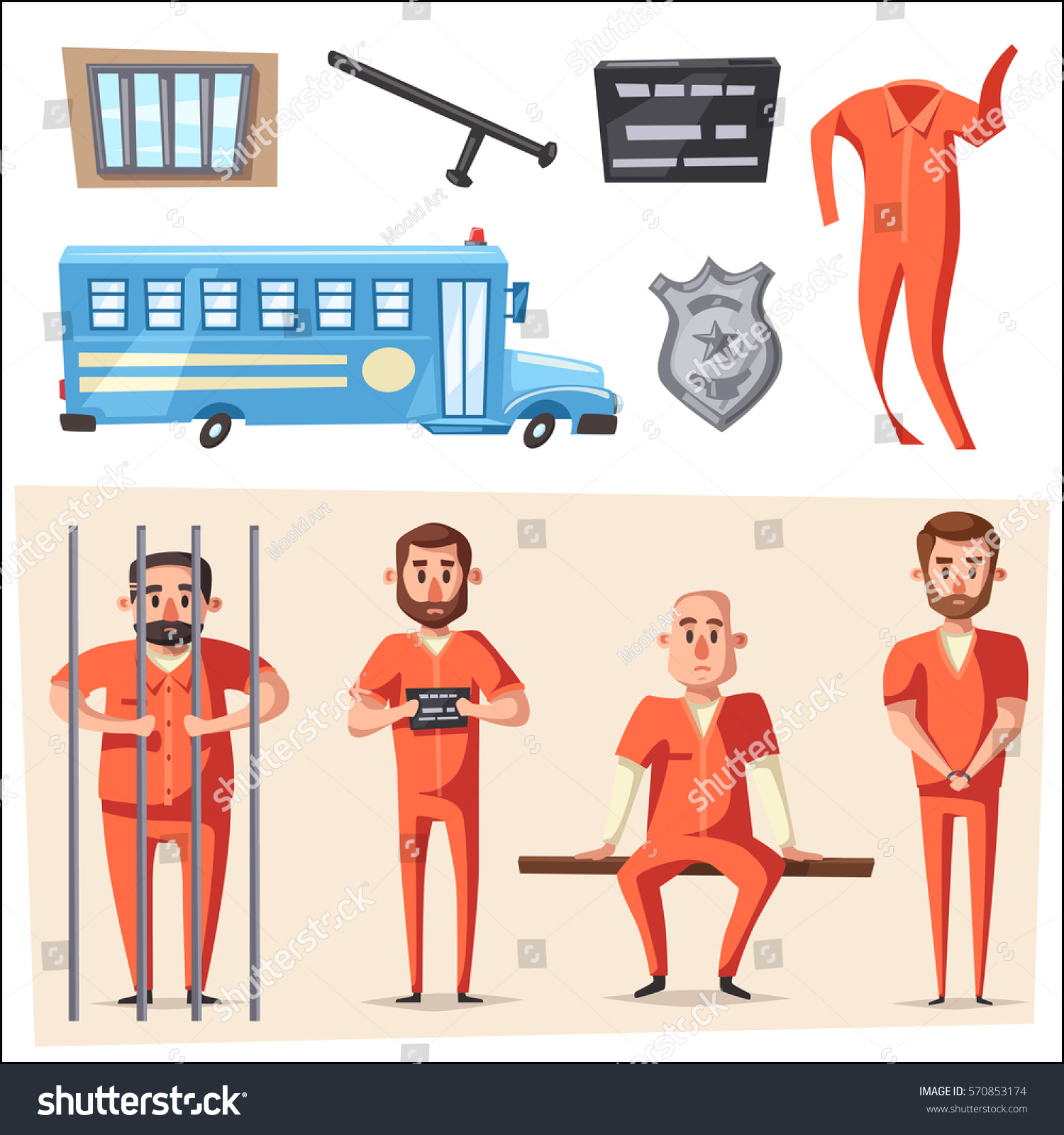 Prison Prisoner Character Design Cartoon Vector Stock Vector 570853174