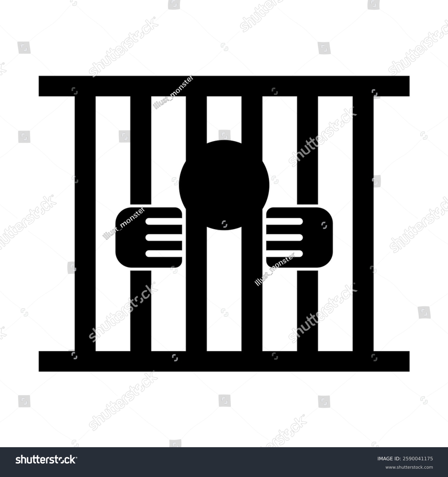 black prison bars with hands and person clip art preview