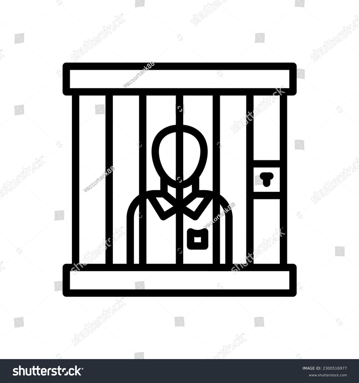 prisoner behind bars black and white clip art preview