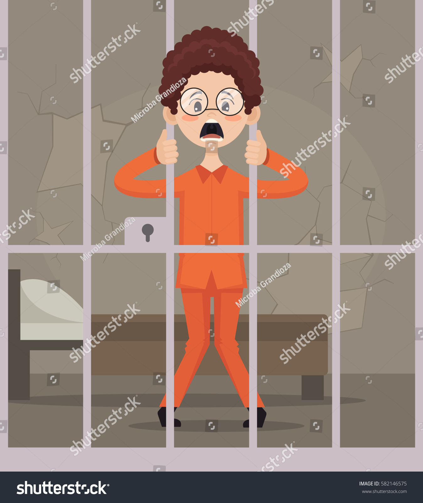 Prisoner Man Character Jail Vector Flat Stock Vector Shutterstock