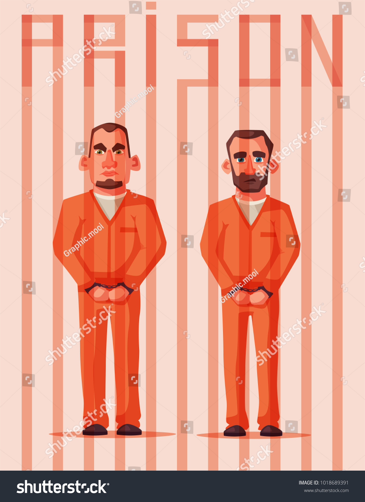 Prisoners Prison Character Design Cartoon Illustration: vector de stock