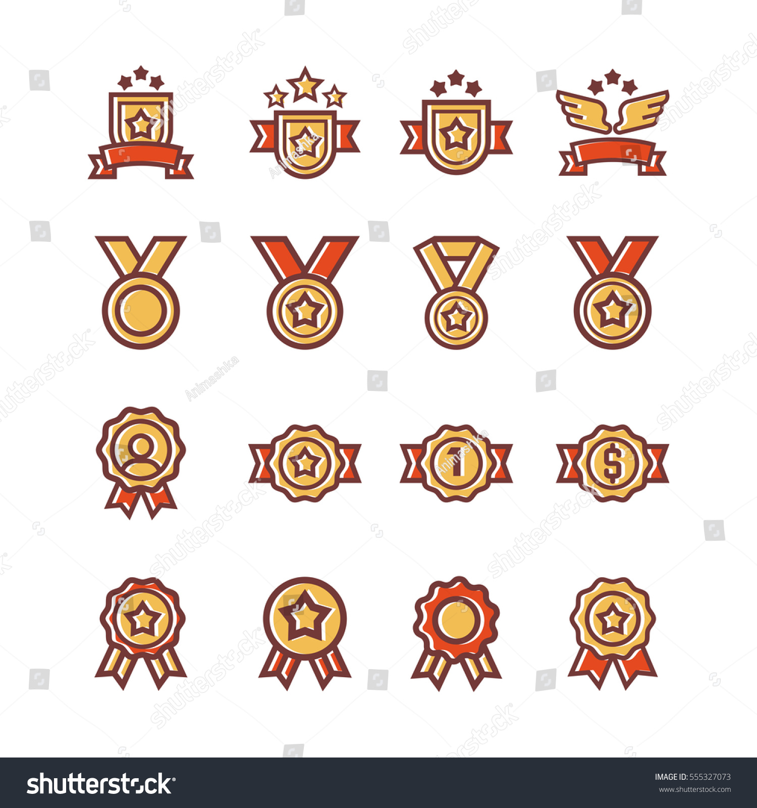 Prizes Awards Vector Line Icons Set Stock Vector (Royalty Free ...