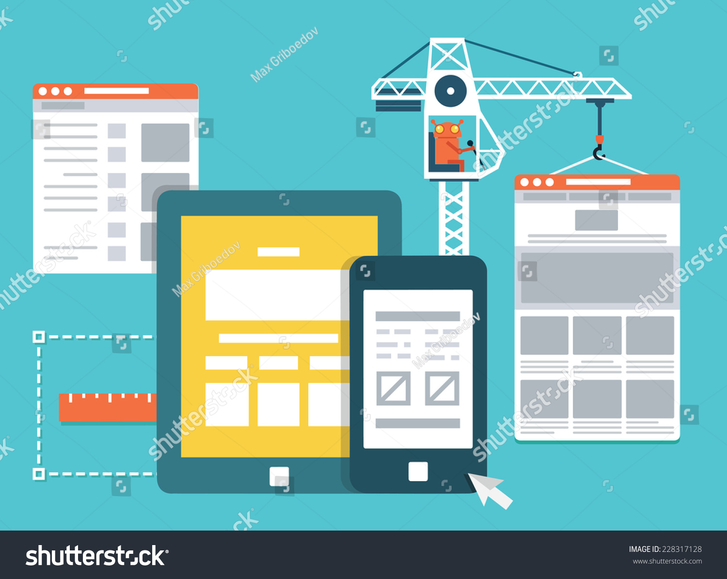 Process Of Creating Site. Development Skeleton Framework Of A Website ...