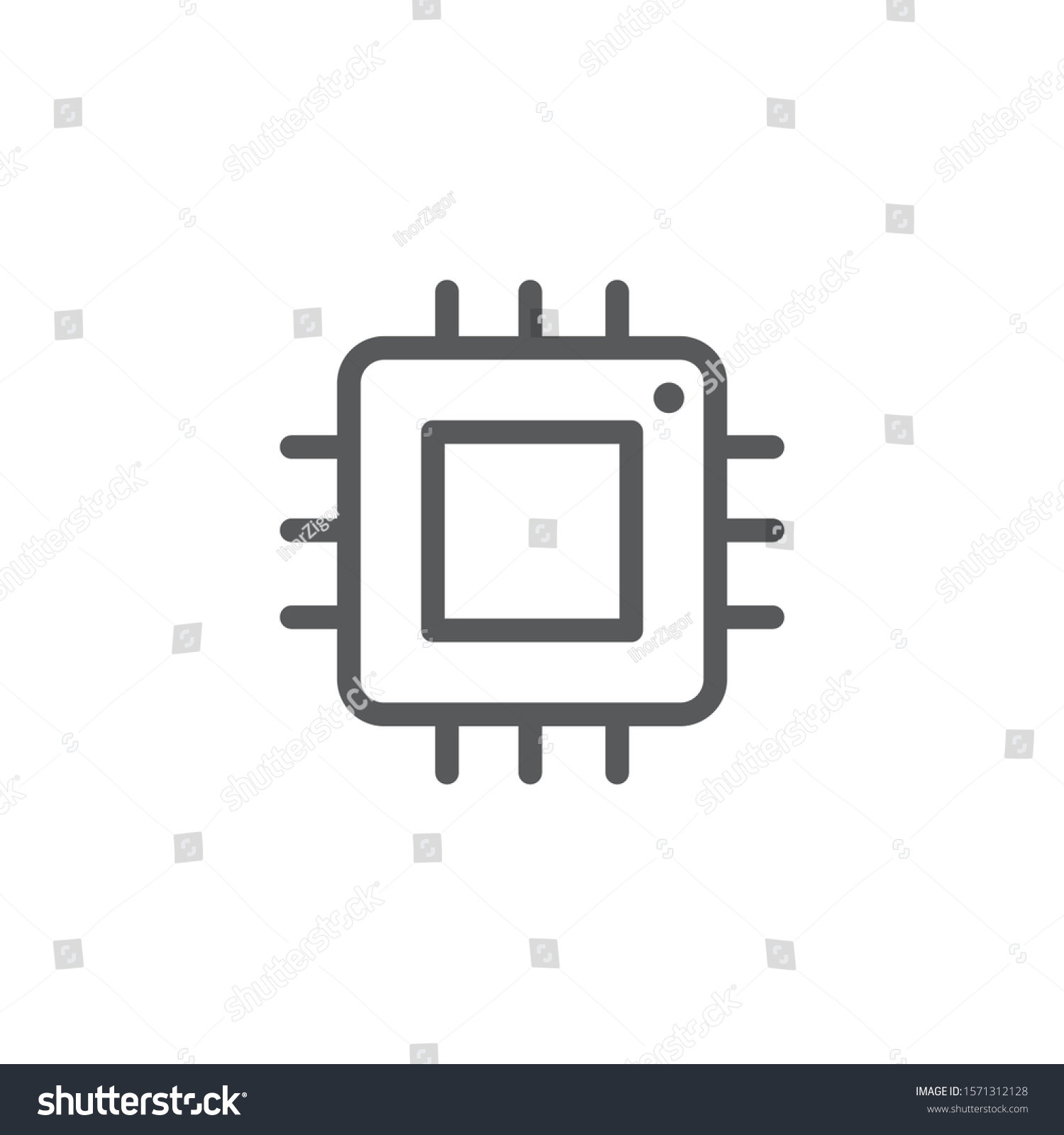 cpu icon, gray outline, technology concept clip art preview