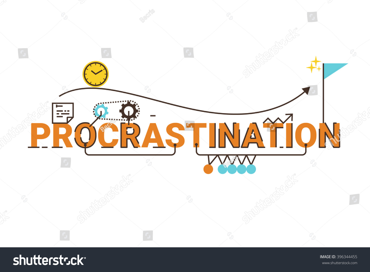 Procrastination Word Lettering Typography Design Illustration Stock ...