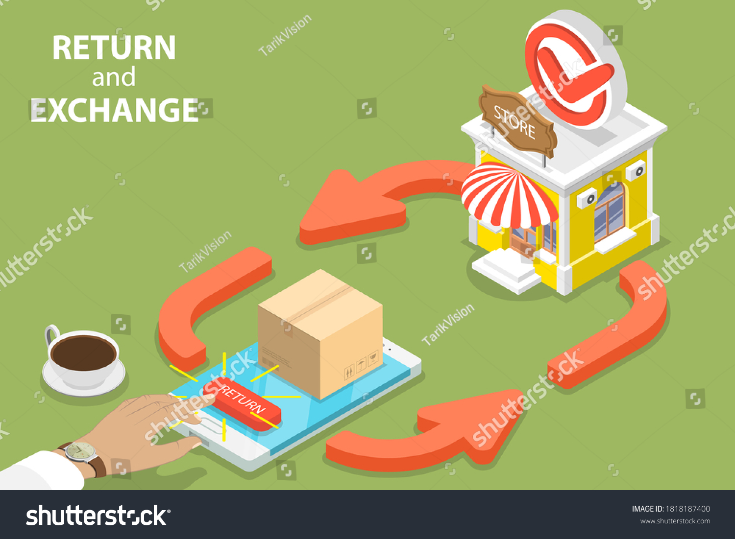 product-exchange-return-policy-purchase-refunding-stock-vector-royalty