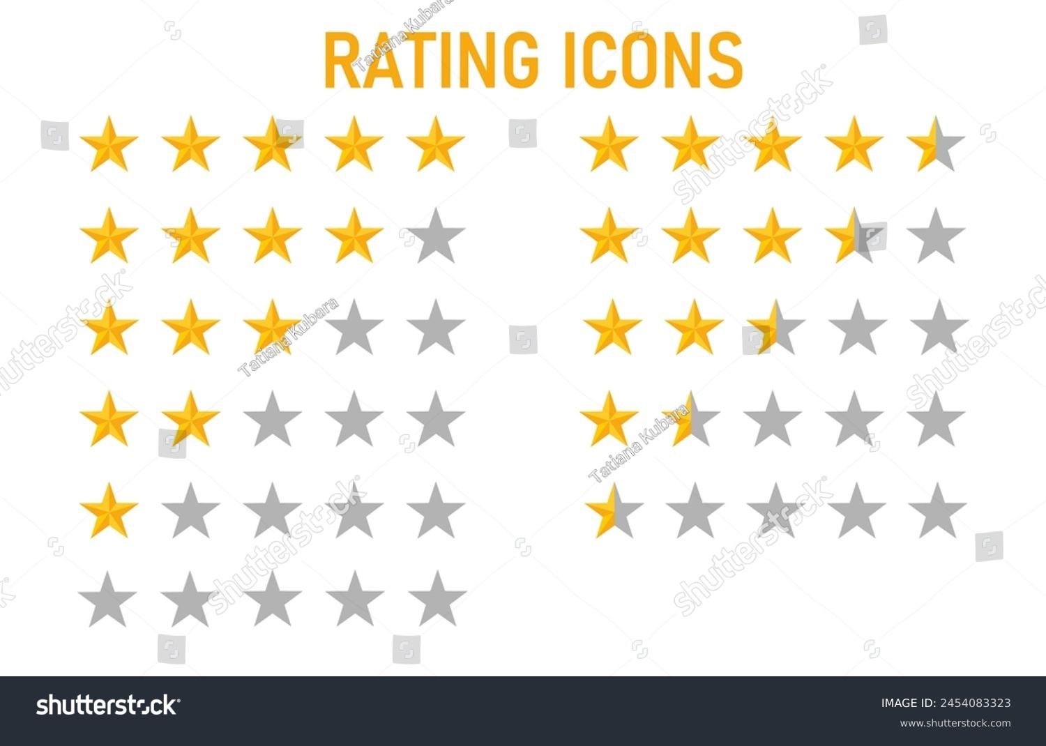 SVG of Product rating or customer review with gold stars and half star flat vector icons for apps and websites. Vector graphics svg