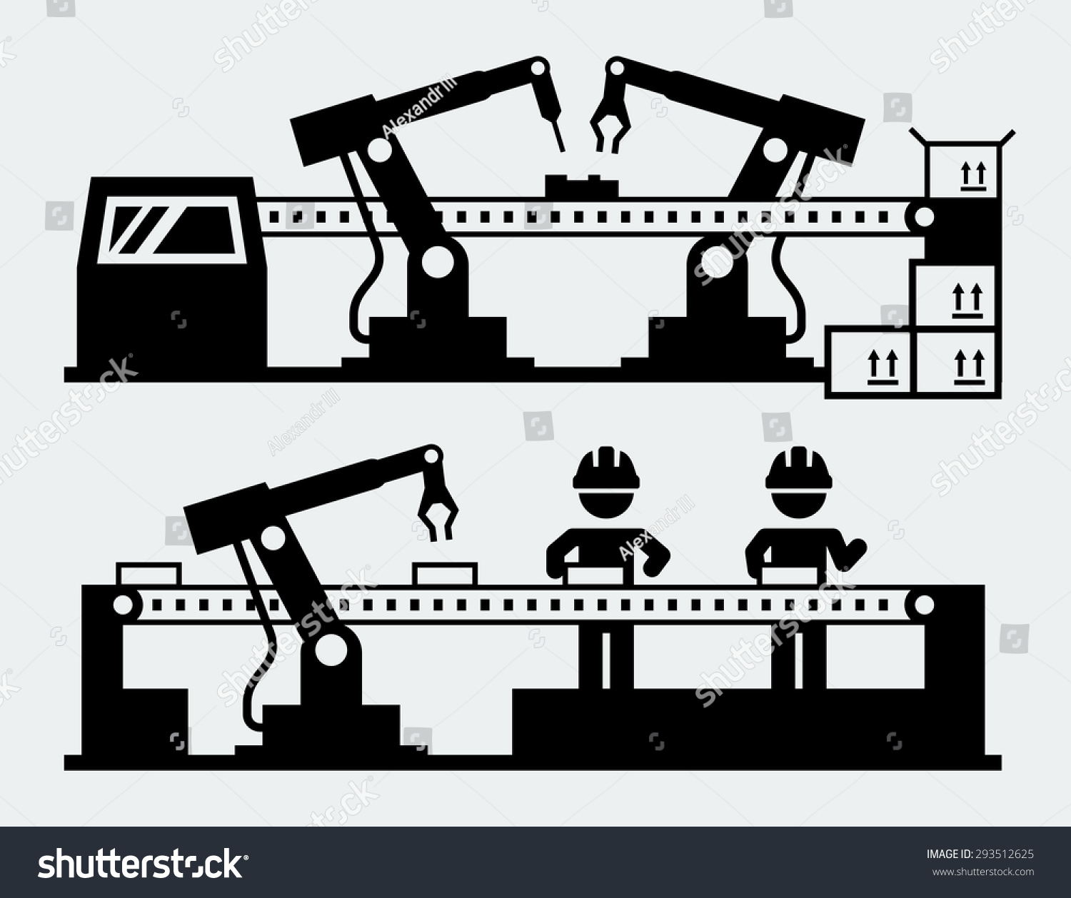 Production Line - Manufacturing Robots Stock Vector 293512625 ...