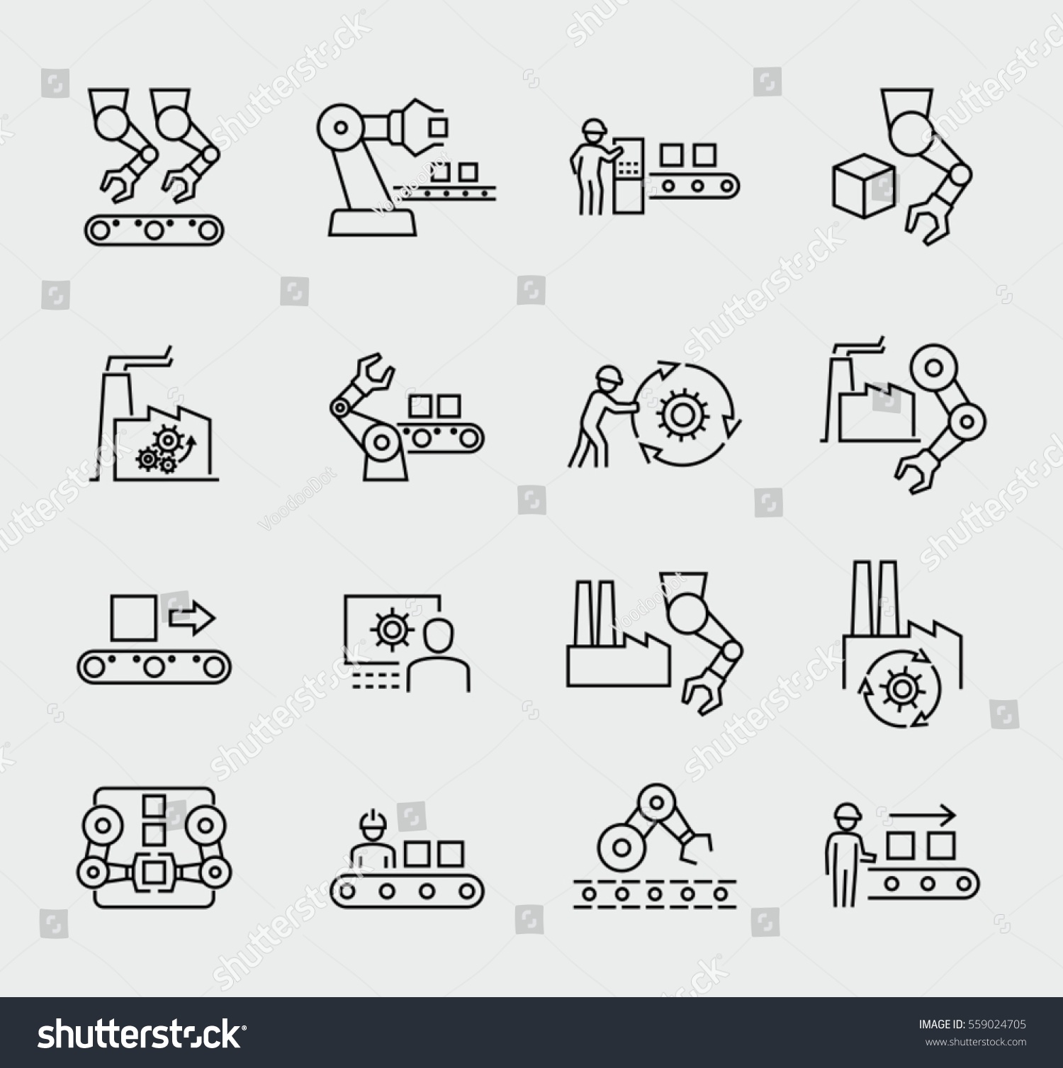 Production Vector Icons Stock Vector (Royalty Free) 559024705 ...