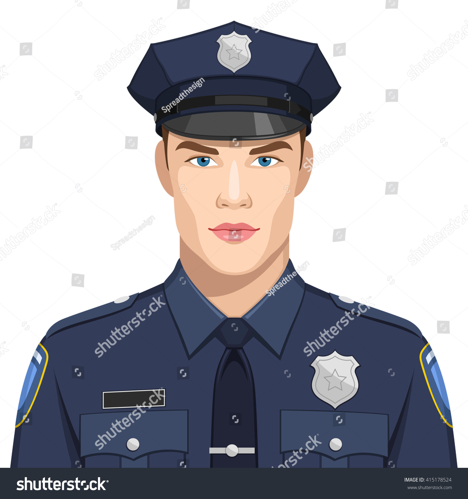 police officer in blue uniform, portrait clip art preview