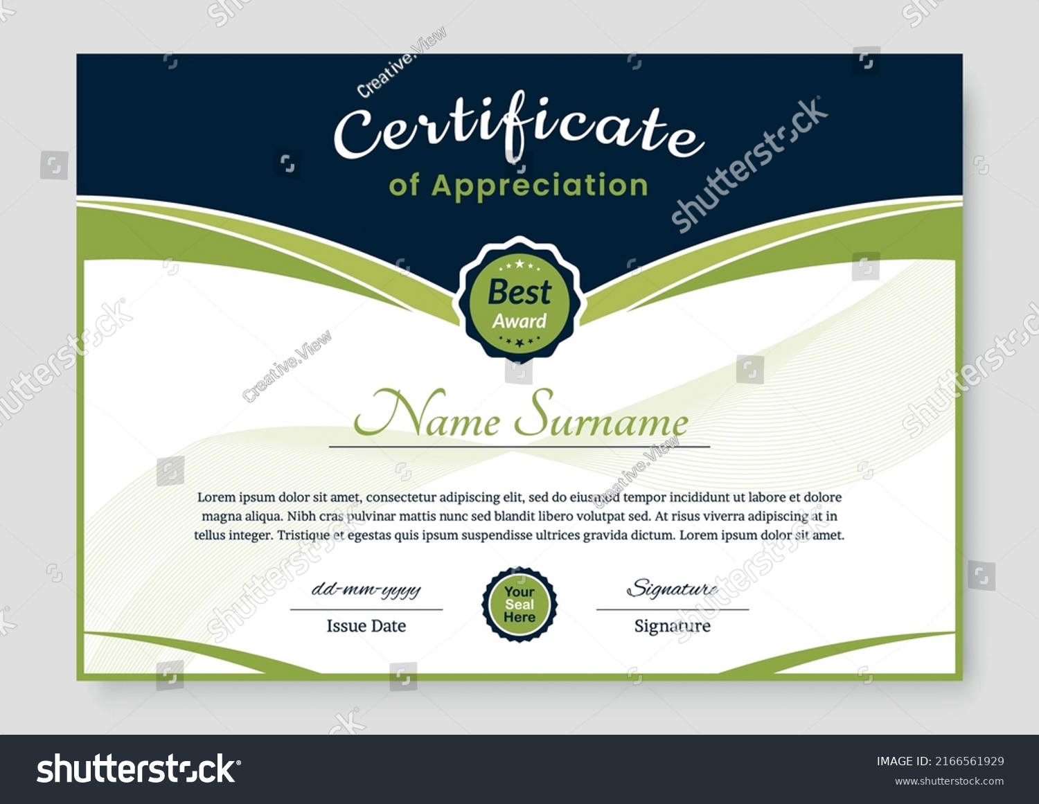 Professional Modern Award Certificate Design Template Stock Vector ...