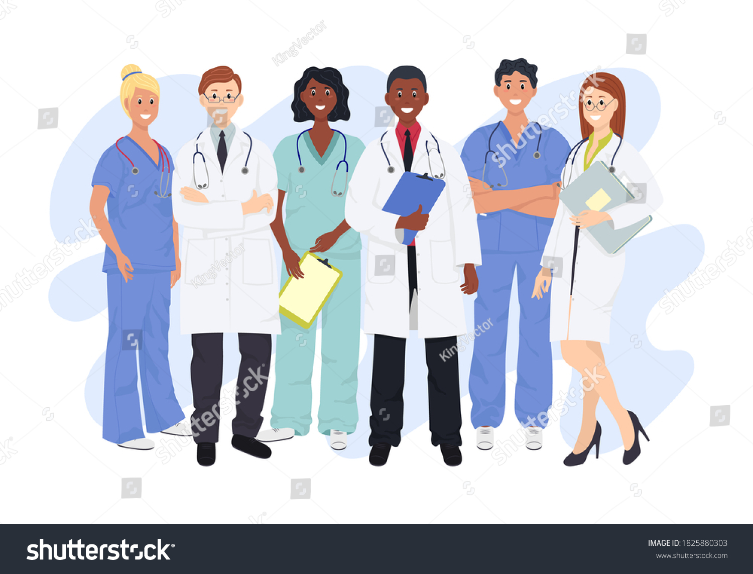 Professional Doctors Nurses Posing Together Medical Stock Vector ...