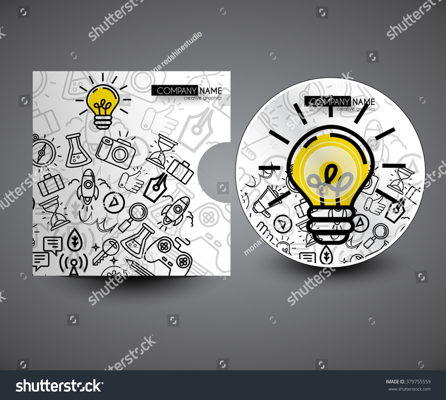 Professional Doodles Cd Cover Presentation Design Stock Vector Royalty Free