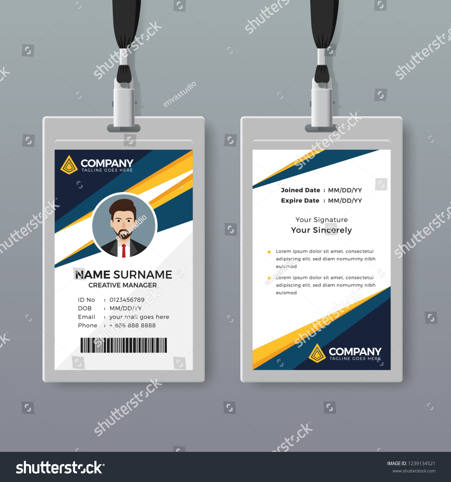 Professional Id Card Design Template Stock Vector Royalty Free 1239134521