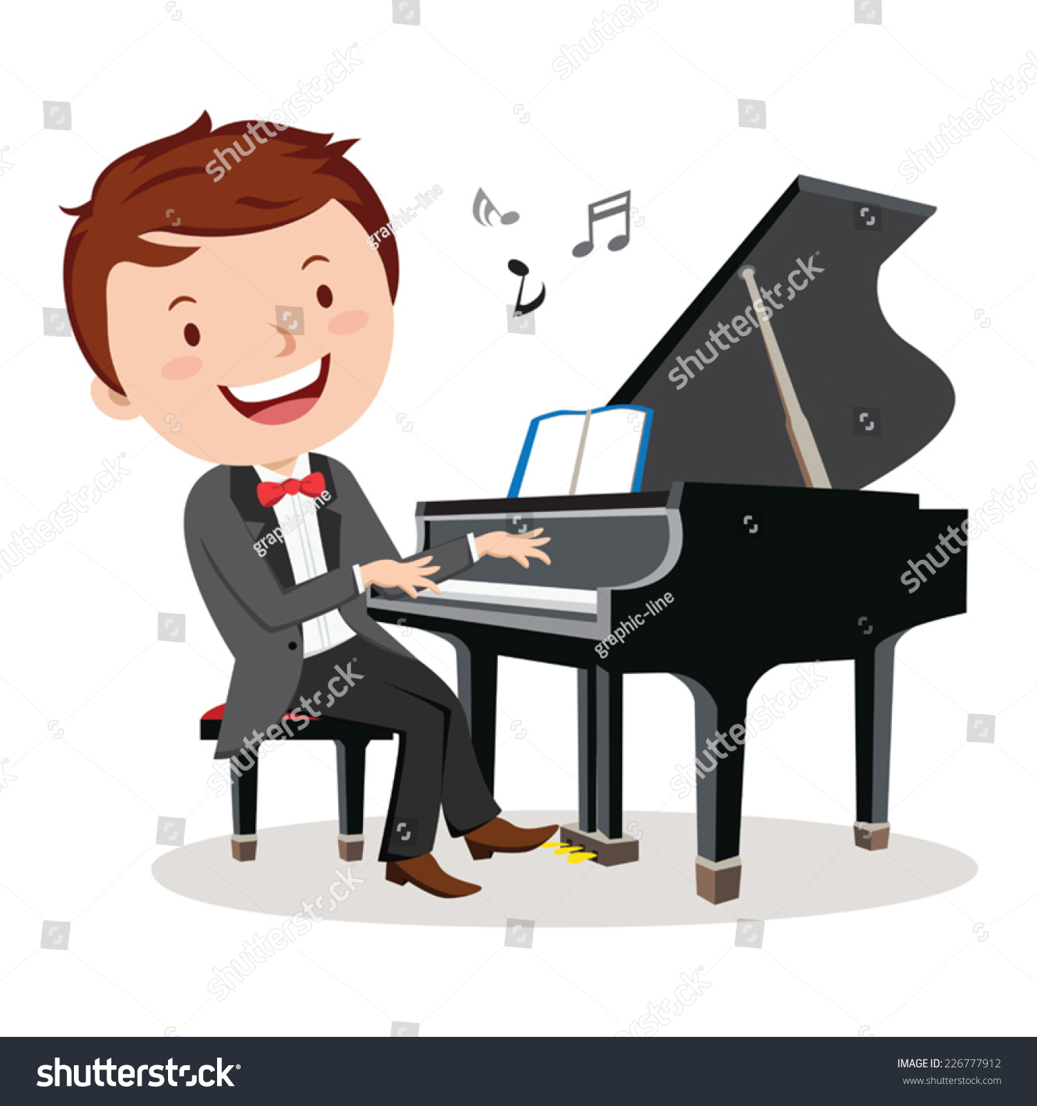 Professional Pianist Rehearsal Before Concert Pianist Stock Vector ...