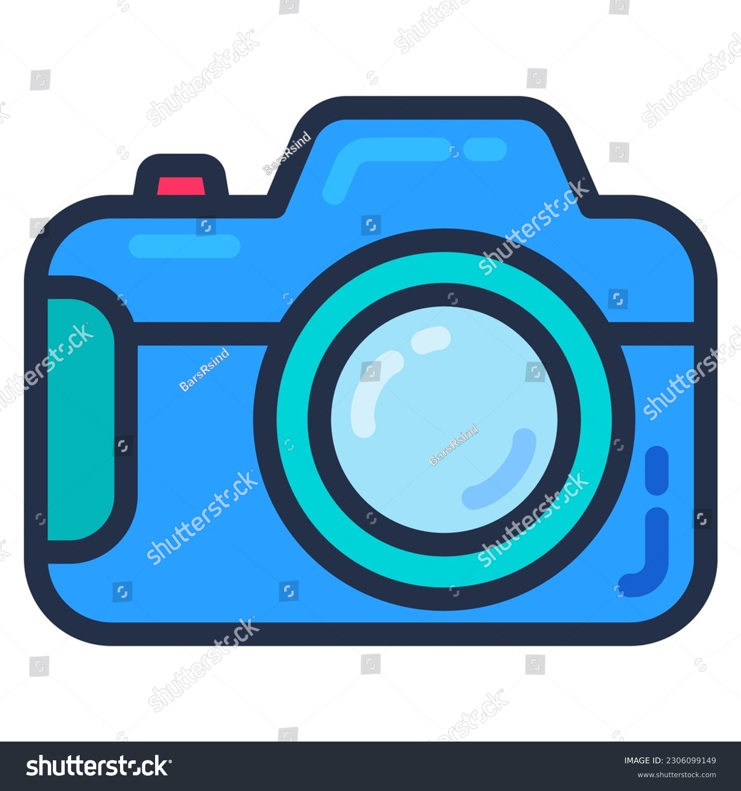 SVG of Professional SLR camera of paparazzi photographer. Photo and video tool. Secret agent detective equipment for business espionage. Simple cartoon outline vector isolated on white background svg