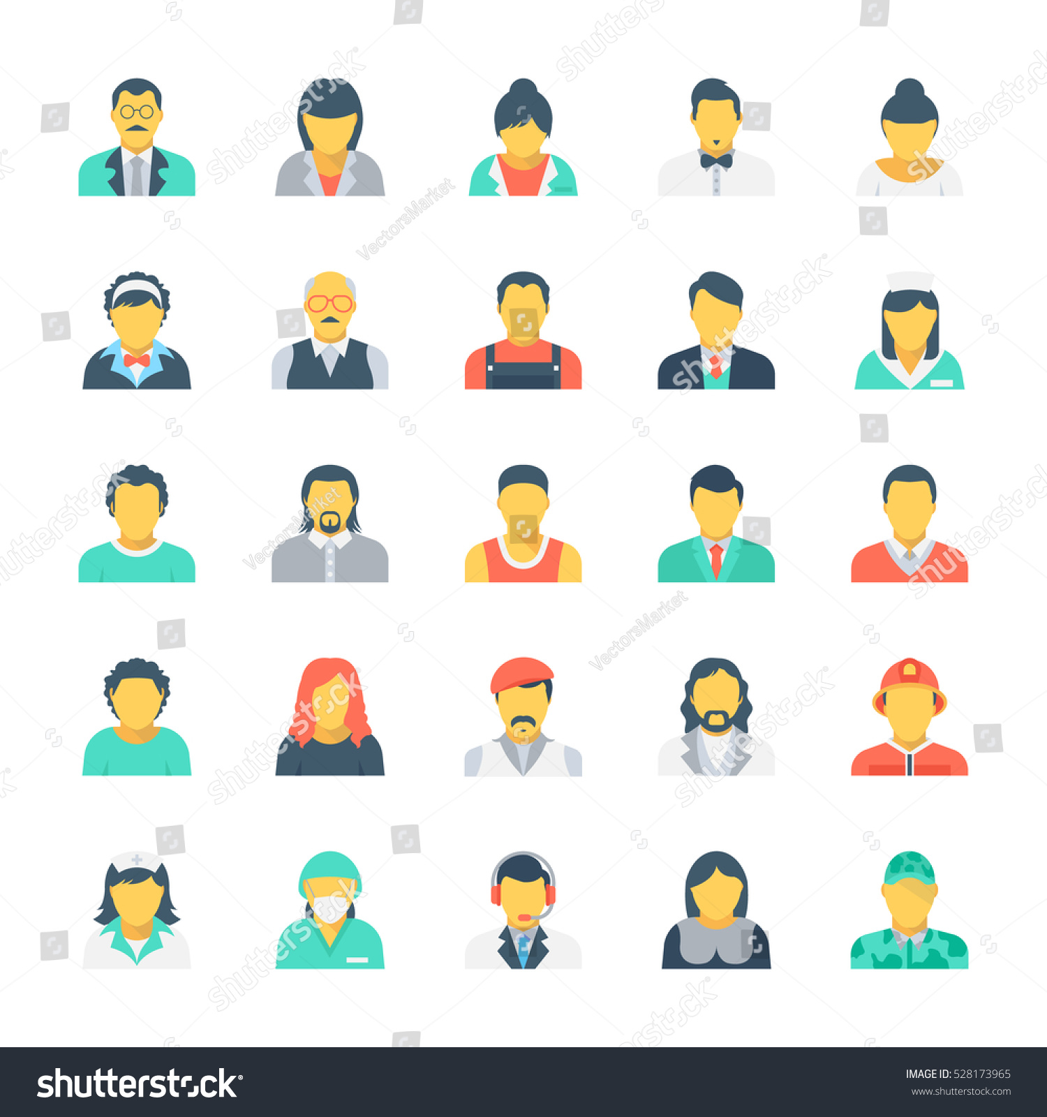 Professions Colored Vector Icons 4 Stock Vector Royalty Free 528173965