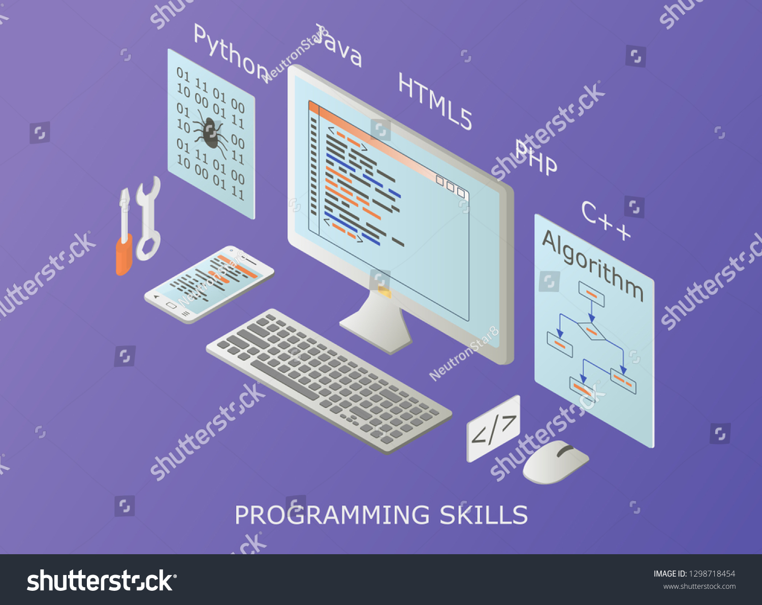 Programming Testing Skills Software Development Isometric Stock Vector ...