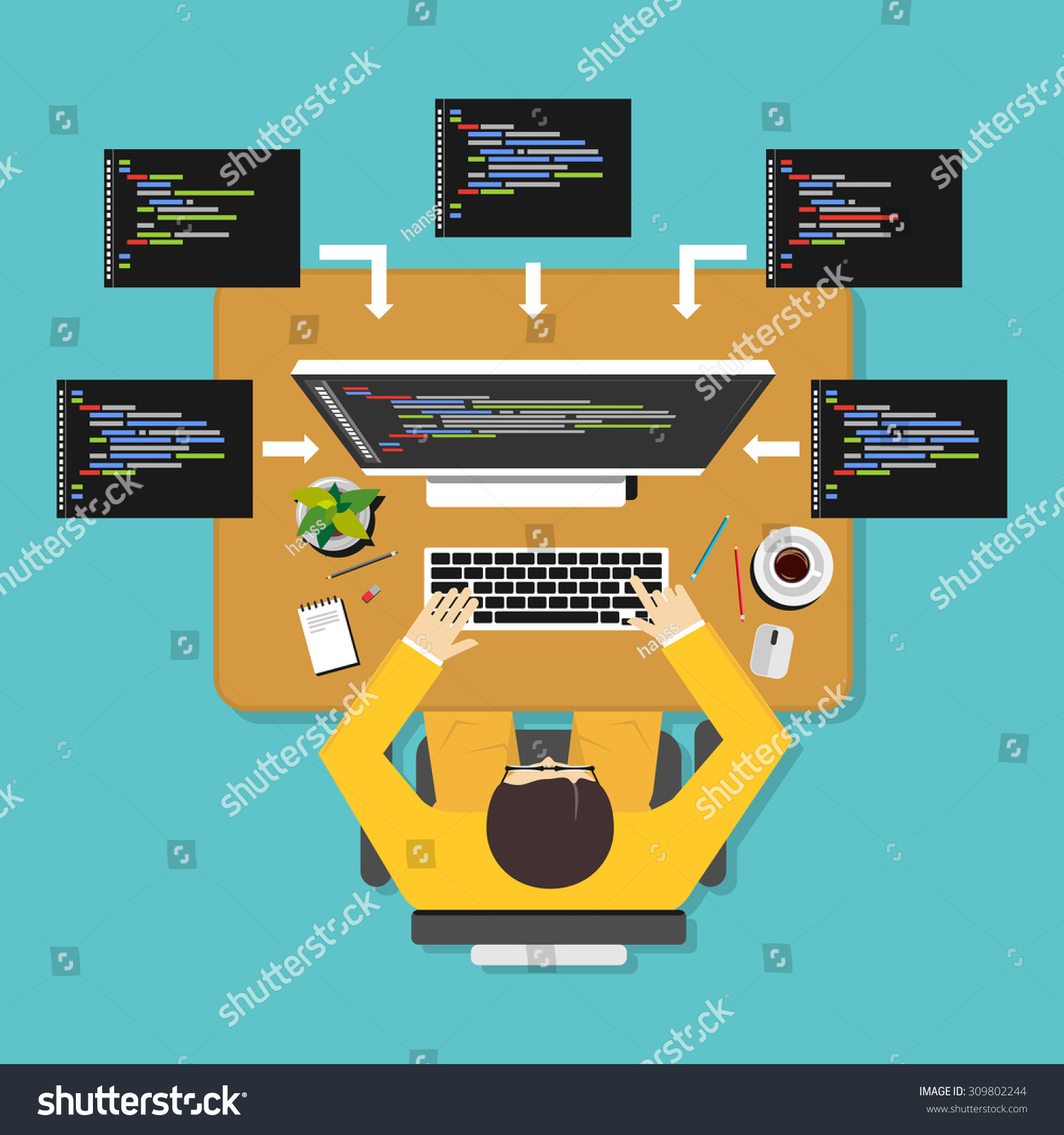 Programming Illustration. Flat Design. Flat Design Illustration ...